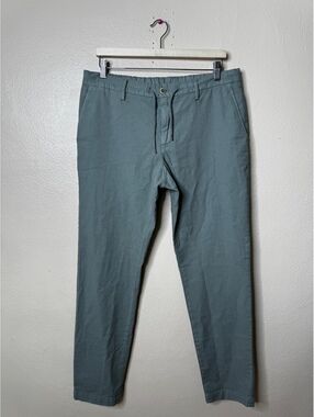 Alberto Mens 33X32 Jump Pants Green Cotton Linen Twill Slim Fit Drawstring